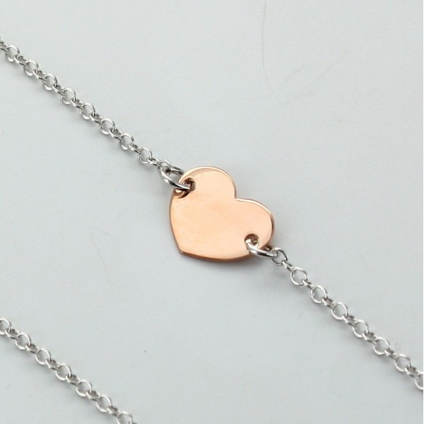 Double Heart Rose Silver Necklace