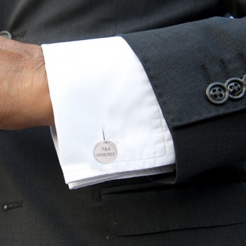 Personalised Round Cufflinks in Silver
