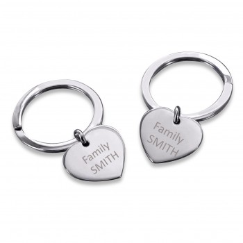 Duo Engraved Hearts Keychains