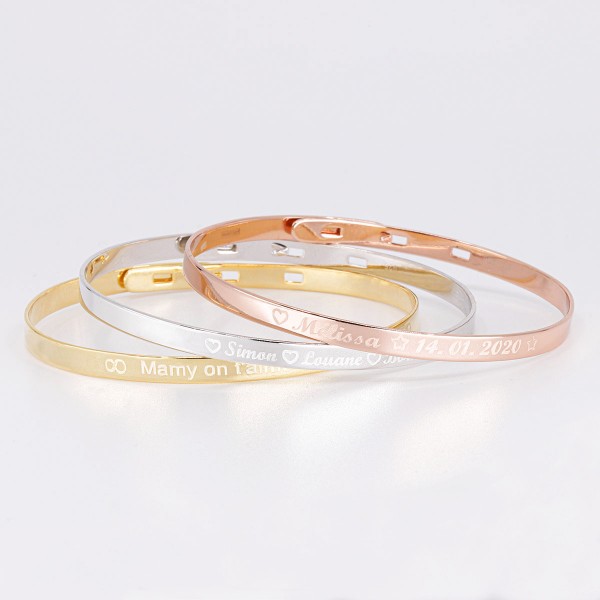 Trio Small Bangle Bracelets Silver, Rose Silver, Gold plated