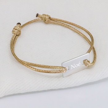Cord bracelet with Engraved Bar