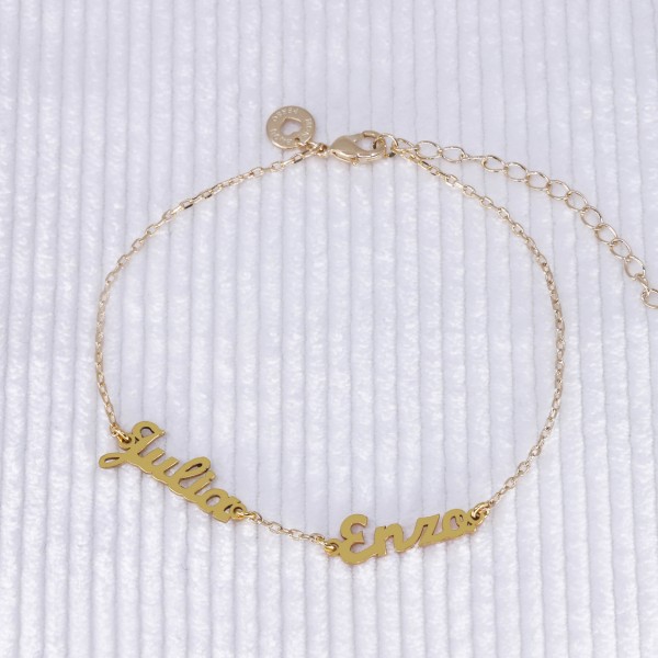 Better Jewelry Personalized 14K Gold Double Nameplate Heart Bracelet –  Betterjewelry