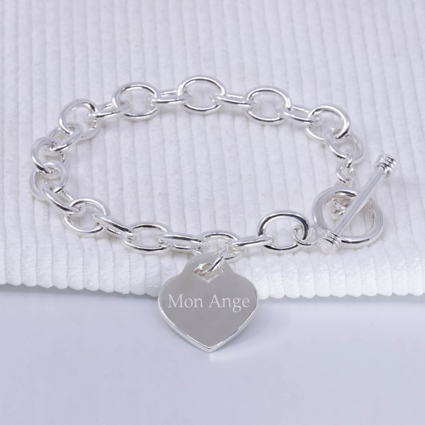 Personalized, Heart bracelet with large links