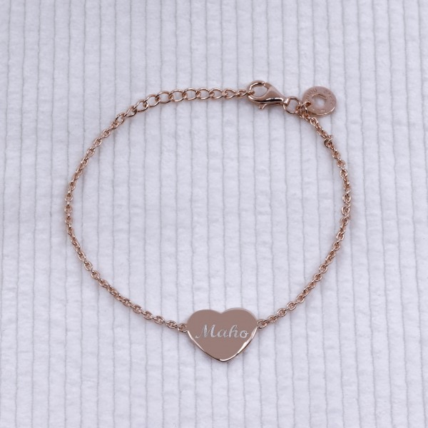 Lazer Engraved Heart Bracelet with Paperlink Chain – pulserasbykim