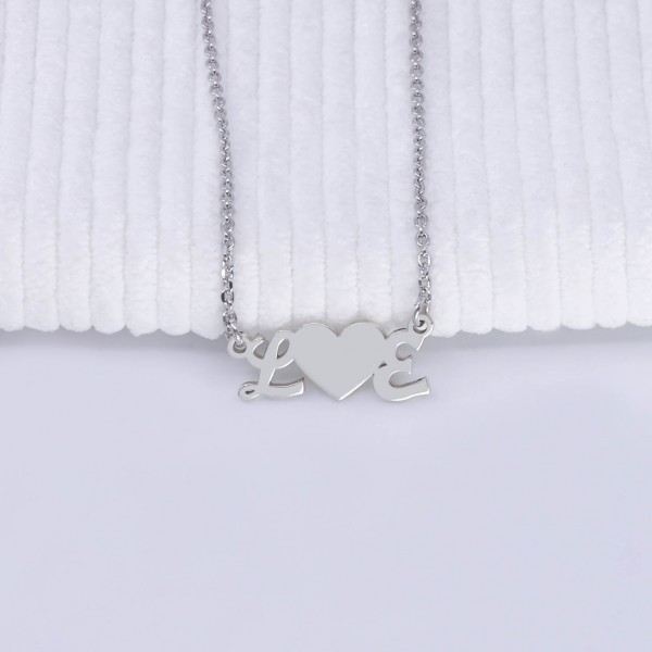 Two (2) Initials and Heart Necklace