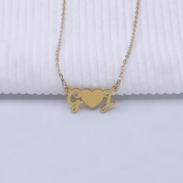 Two (2) Initials and Heart Necklace