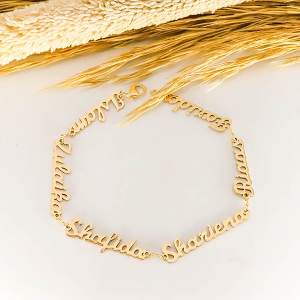 MINHI Double Plate Name Bracelets Two Toned Name Bracelet Cuban Chain Name  Bracelet For Women - Gold-color - 20cm_Jewelry Gifts : Amazon.ca: Clothing,  Shoes & Accessories